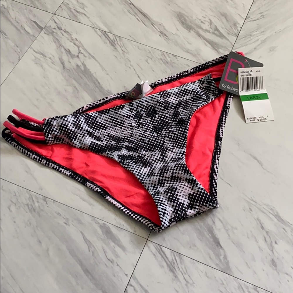 Snake Print Low Rose Bikini Bottom